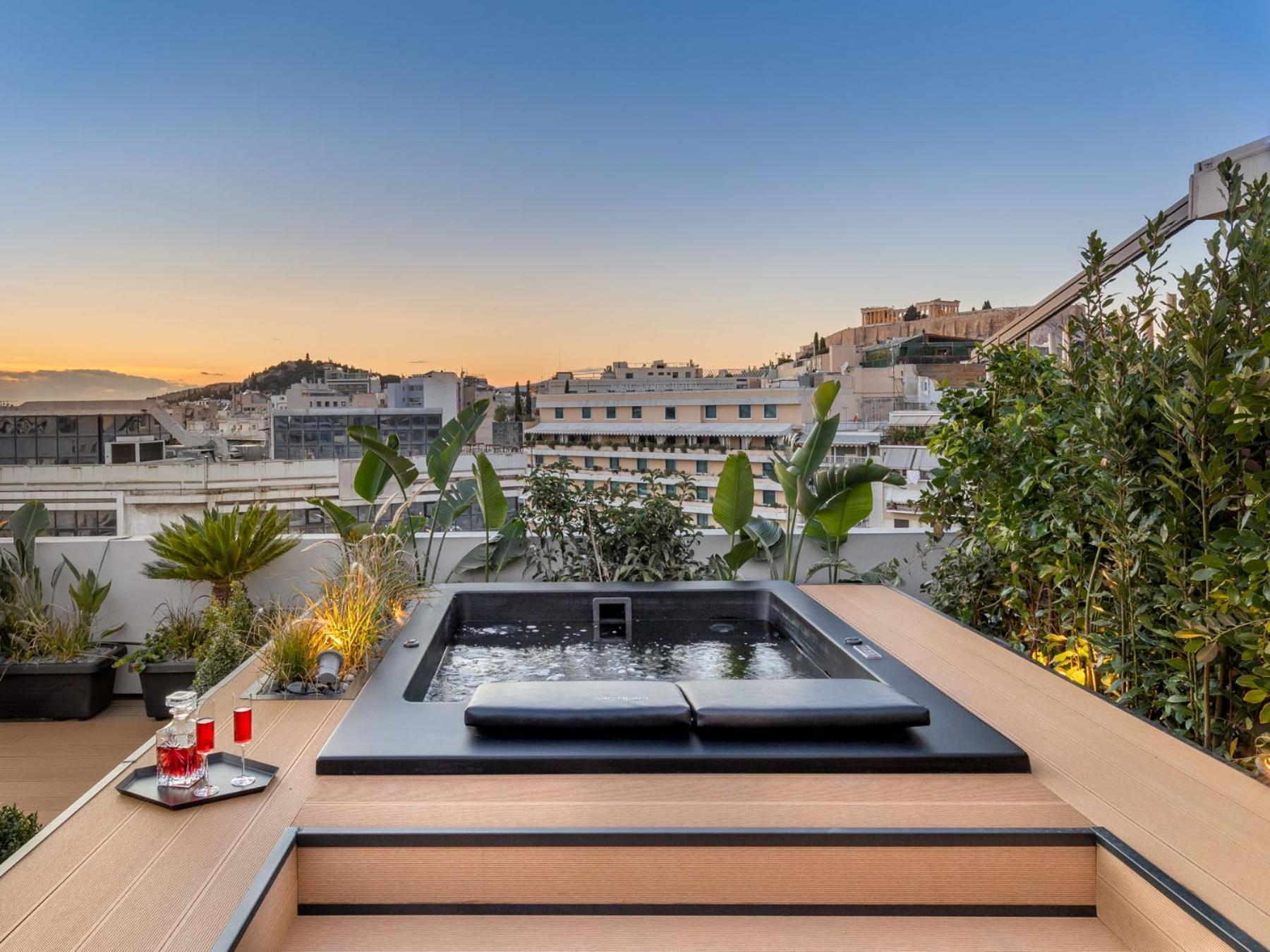 Suite Penthouse avec Bain à Remous - Vue sur Acropole